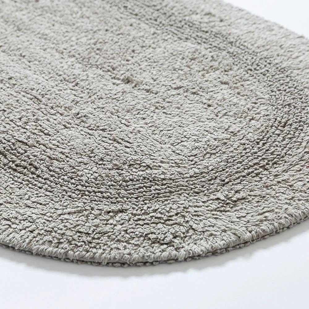 KSP Plush Oval Cotton Reversible Bathmat 18x28" (Light Grey)