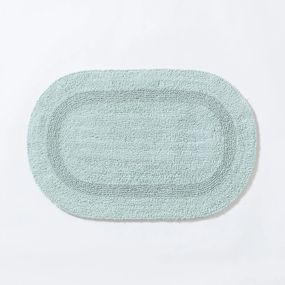 KSP Plush Oval Cotton Reversible Bathmat 18x28" (Aqua)