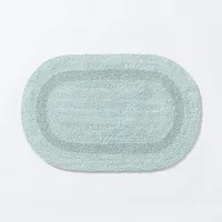 KSP Plush Oval Cotton Reversible Bathmat 18x28" (Aqua)