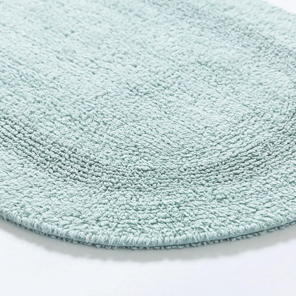 KSP Plush Oval Cotton Reversible Bathmat 18x28" (Aqua)