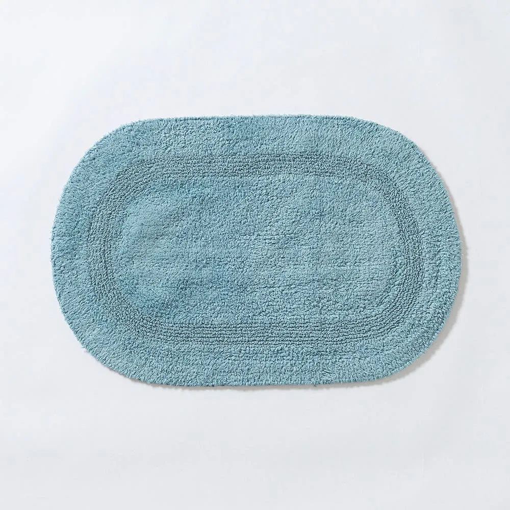 KSP Plush Oval Cotton Reversible Bathmat (Light Blue)