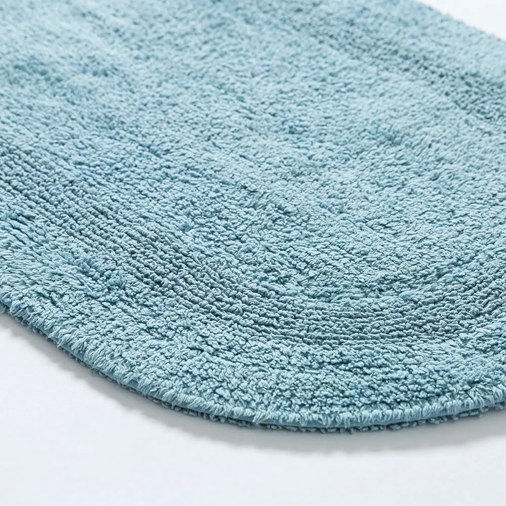 KSP Plush Oval Cotton Reversible Bathmat (Light Blue)