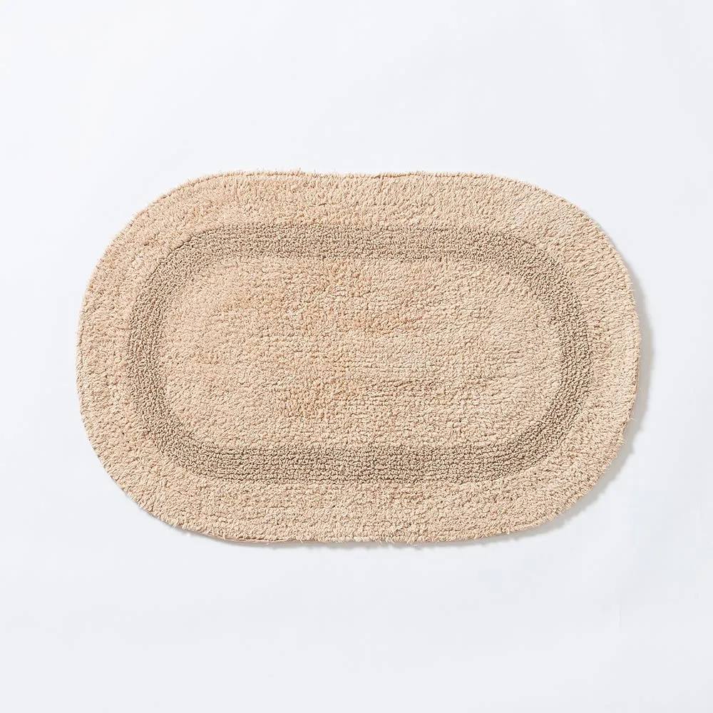 KSP Plush Oval Cotton Reversible Bathmat 18x28" (Beige)