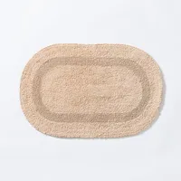 KSP Plush Oval Cotton Reversible Bathmat 18x28" (Beige)