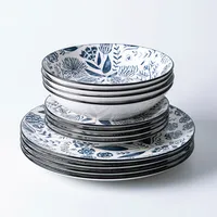 KSP Florence Porcelain Dinnerware - Set of 12 (Blue/White)