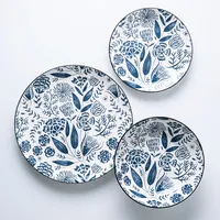 KSP Florence Porcelain Dinnerware - Set of 12 (Blue/White)