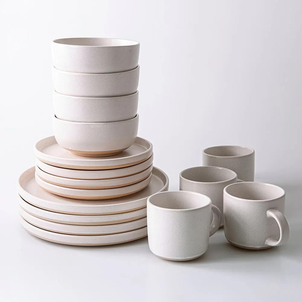 KSP Madison Stoneware Dinnerware - Set of 16 (Off White)