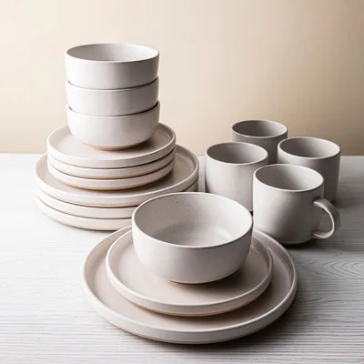 KSP Madison Stoneware Dinnerware - Set of 16 (Off White)