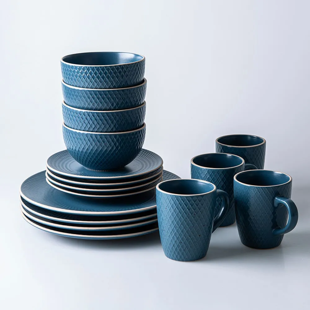 KSP Vivian Stoneware Dinnerware - Set of 16 (Navy)