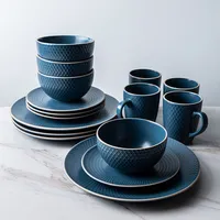 KSP Vivian Stoneware Dinnerware - Set of 16 (Navy)