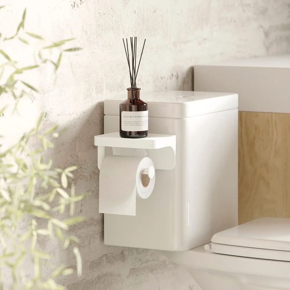 Umbra Flex Adhesive Toilet Paper Holder with Shelf (White)