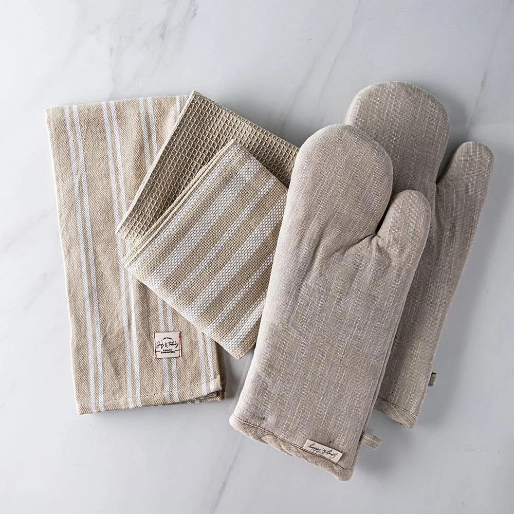 Harman Allure Cotton Oven Mitt and Towel Combo Set of 5 (Natural)