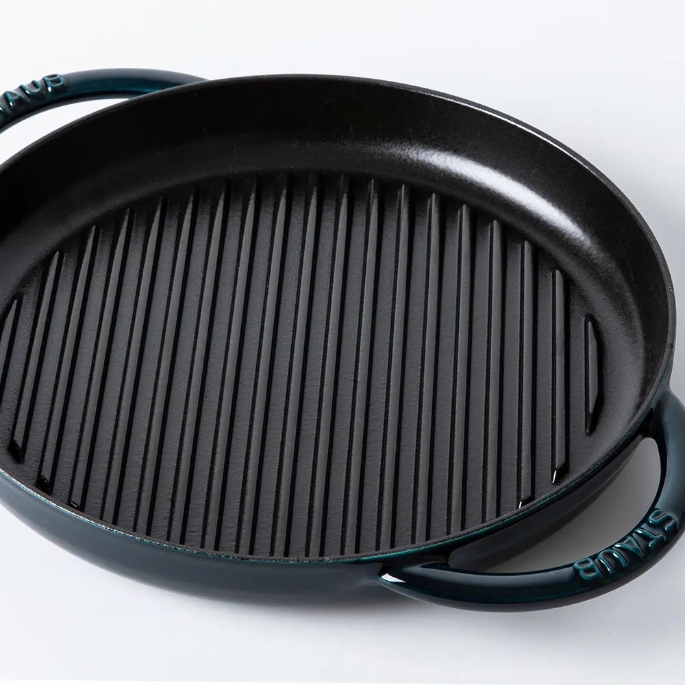 Staub France Cast Iron Round Grill Pan 10.25"/26cm Dia. (Lamer Green)