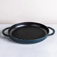 Staub France Cast Iron Round Grill Pan 10.25"/26cm Dia. (Lamer Green)