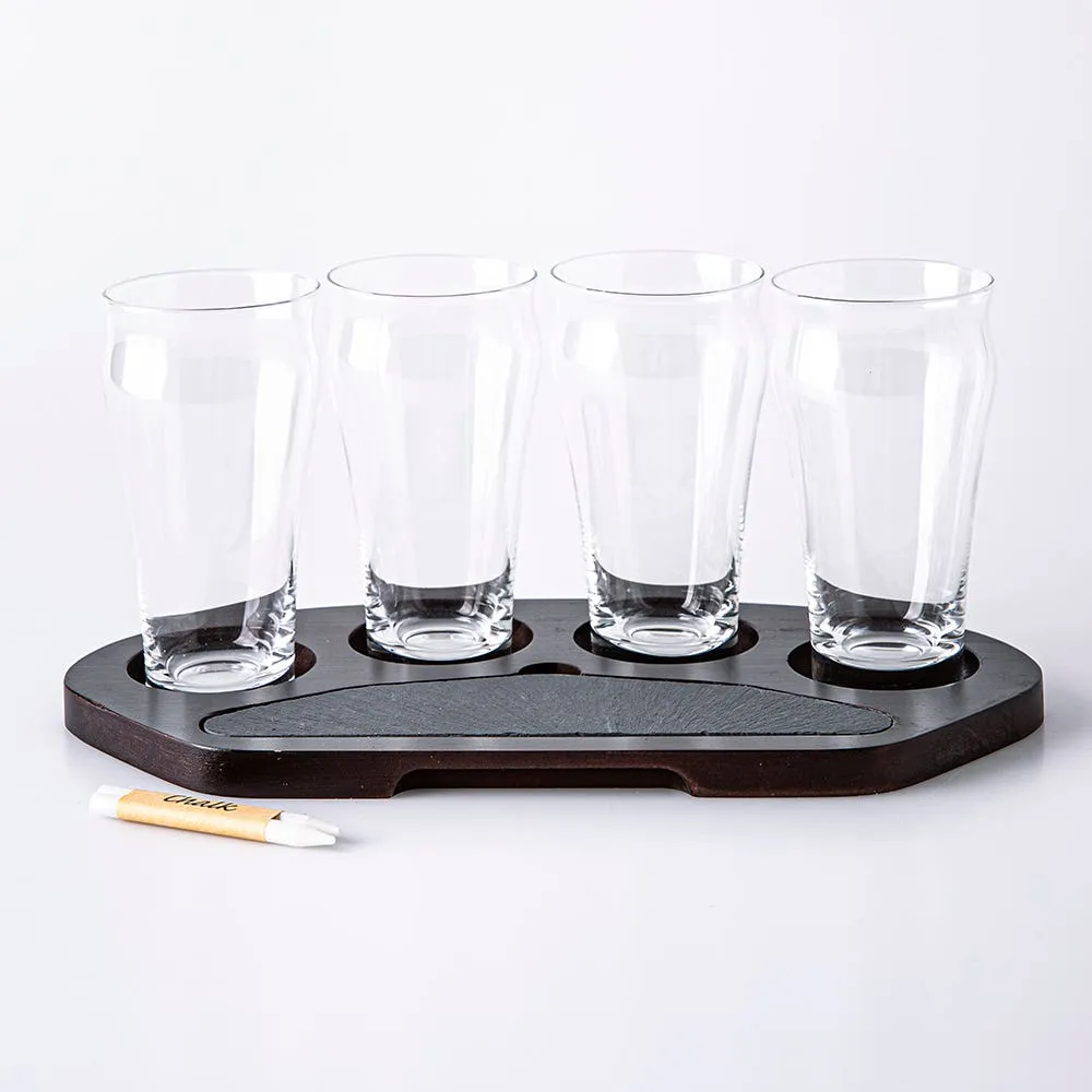 Final Touch Craft Beer Flight with Serving Board - Set of 5