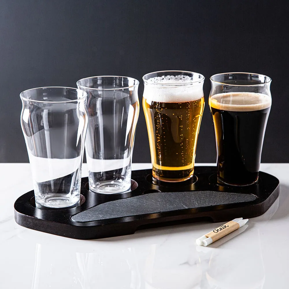 Final Touch Craft Beer Flight with Serving Board - Set of 5
