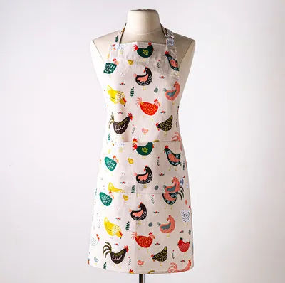 Kitchen Style Printed 'Chicken' Cotton Apron (Taupe)