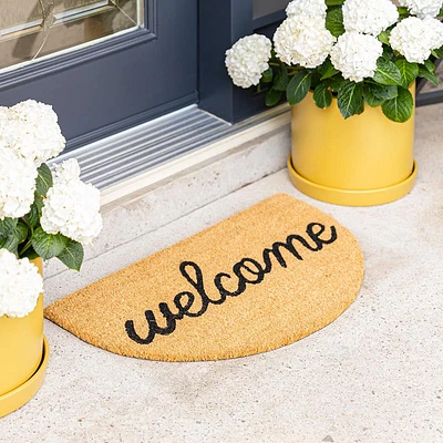 KSP Casual 'Welcome' Coir Doormat Half Moon Shape (Natural)