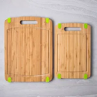 KSP Grip It Bamboo Cutting Board with Silicone - Set of 2 (Green)