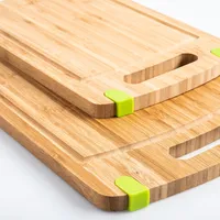 KSP Grip It Bamboo Cutting Board with Silicone - Set of 2 (Green)