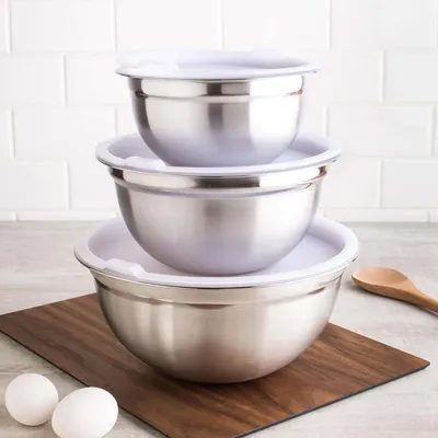 KSP Pro Chef Mixing Bowls with Plastic Lids - Set of 6