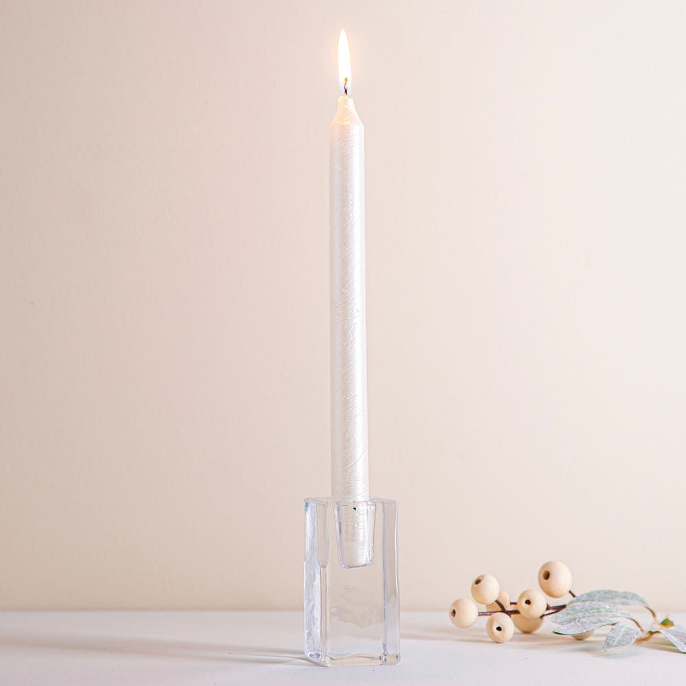 CTG Christmas Glitter Taper Candle (White)