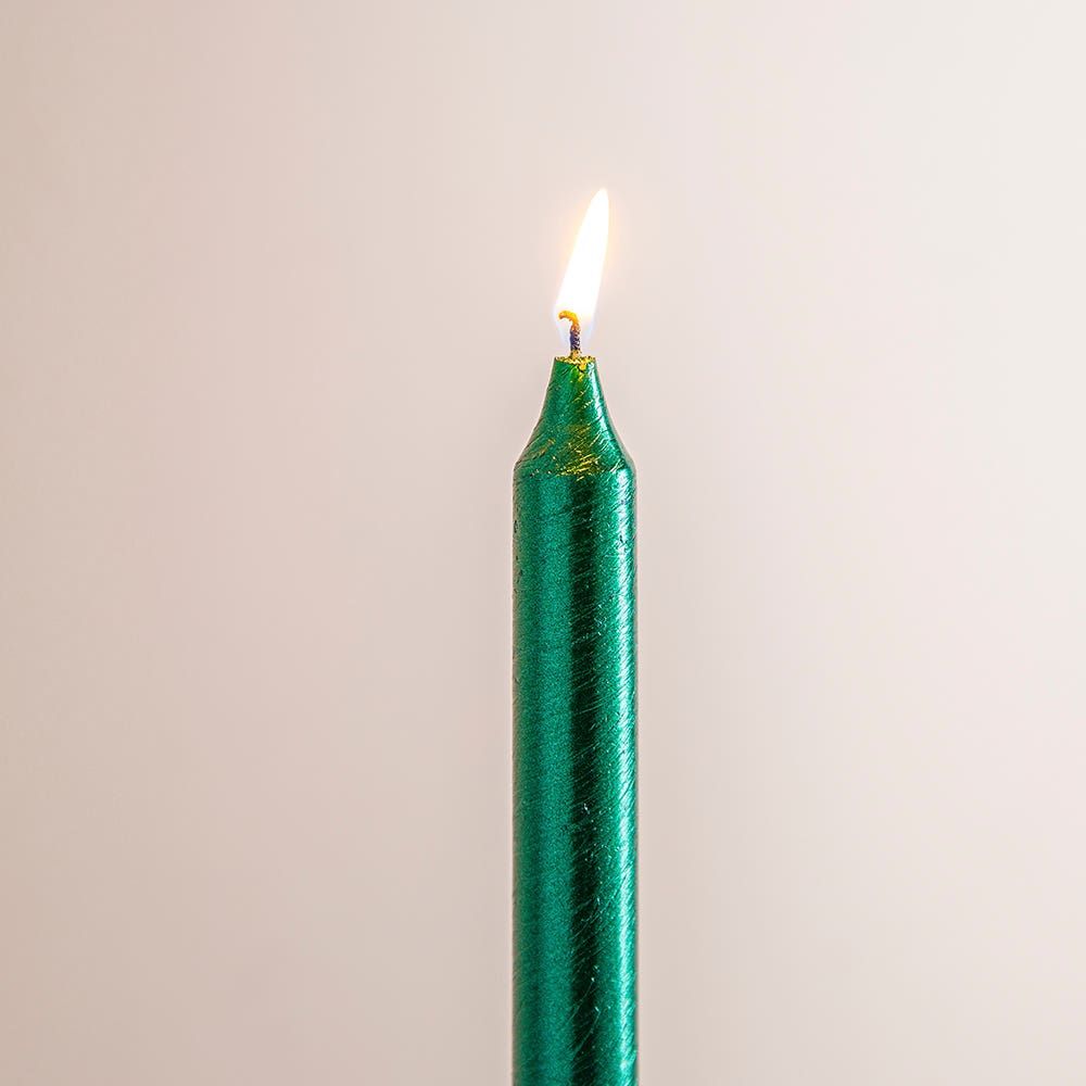 CTG Christmas Glitter Taper Candles 10" (Green)