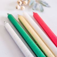 CTG Christmas Glitter Taper Candles 10" (Green)