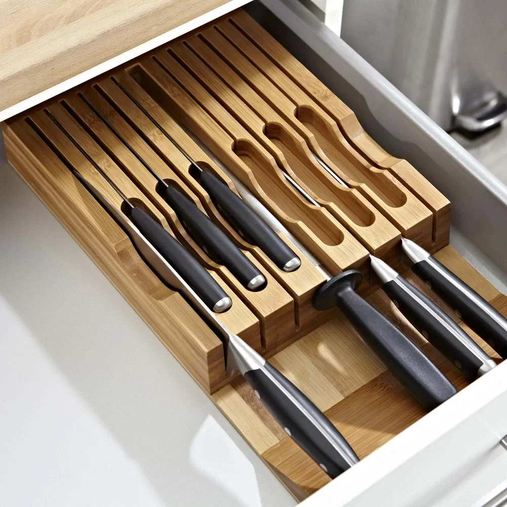 KSP Tidy Bamboo Drawer Knife Storage Tray (Natural)