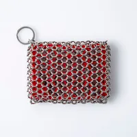 Lodge Chainmail Cast Iron Scrubbing Pad 4x3" (Red/Stainless Steel)