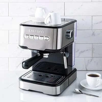 Chefman Easy-Brew Manual Espresso Machine 1.5l/15-Bar (Brushed St/St)