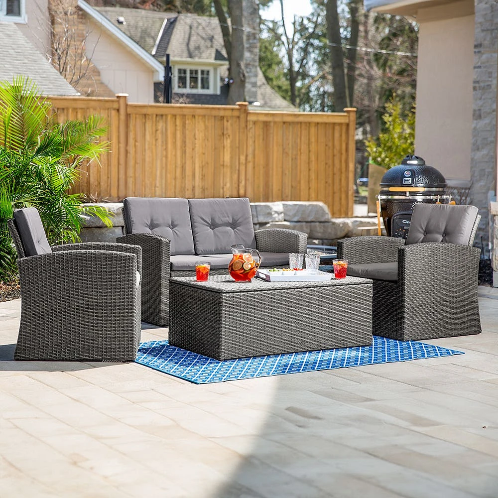 KSP Jardin Outdoor Seating with Table Set - Set of 4 (Grey)