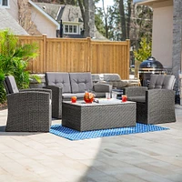 KSP Jardin Outdoor Seating with Table Set - Set of 4 (Grey)