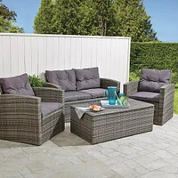 KSP Jardin Outdoor Seating with Table Set - Set of 4 (Grey)