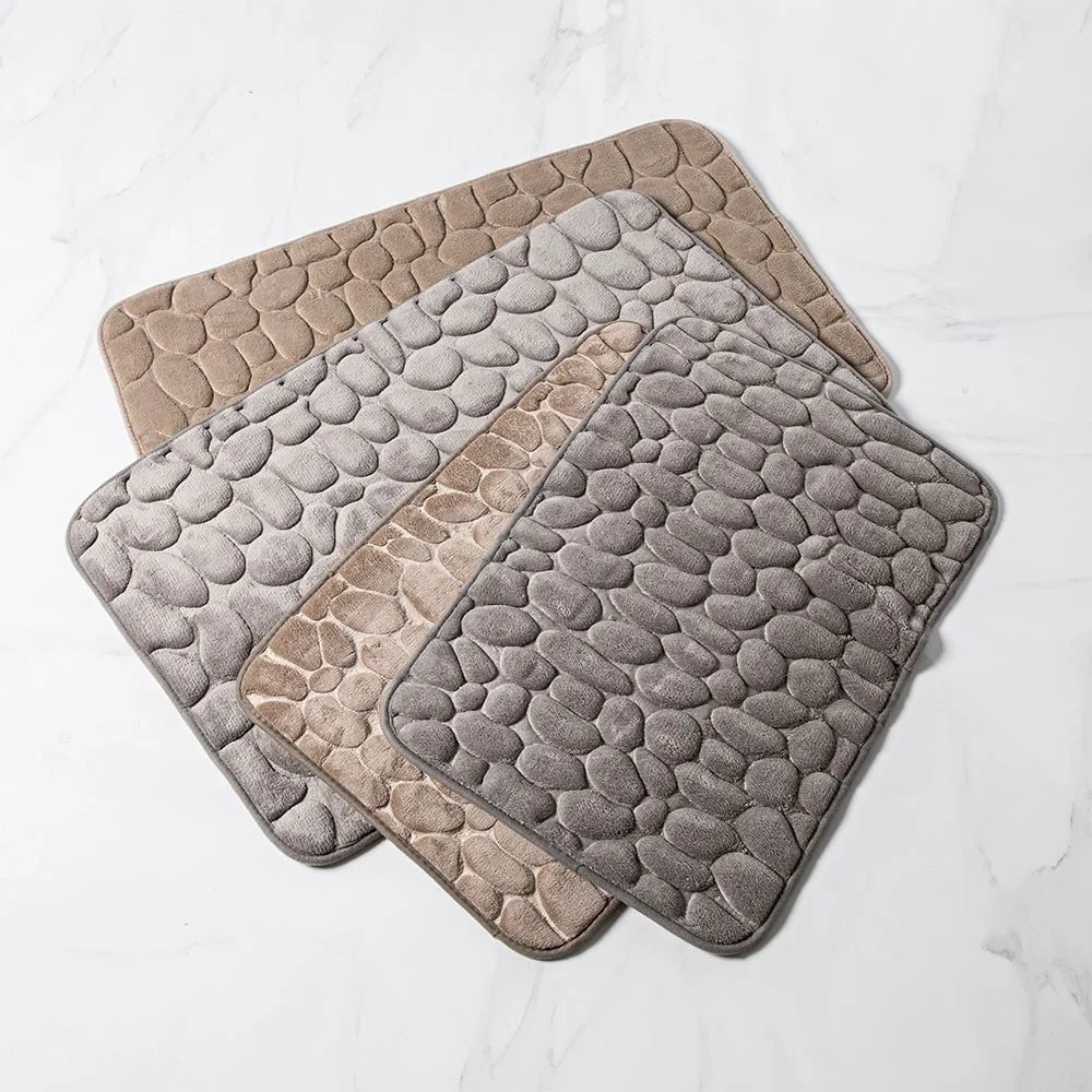 Harman Embossed Stone Memory Foam Bathmat 20x32" (Grey)