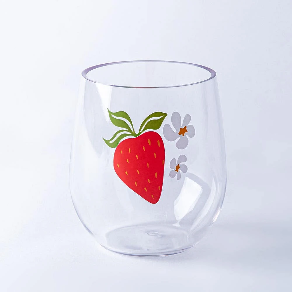 KSP Sip 'Strawberry' Stemless Wine Glass 14oz. (Red)