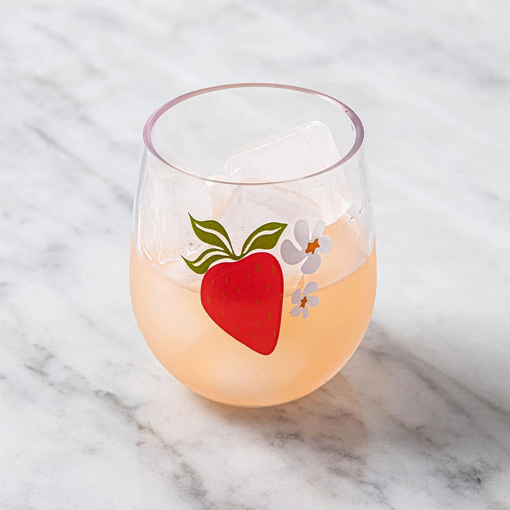 KSP Sip 'Strawberry' Stemless Wine Glass 14oz. (Red)