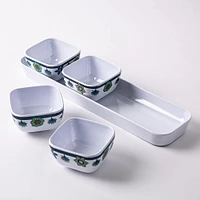 KSP Madrid Melamine Mini Bowls with Tray - Set of 5 (Blue/Green)