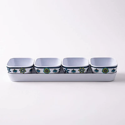 KSP Madrid Melamine Mini Bowls with Tray - Set of 5 (Blue/Green)