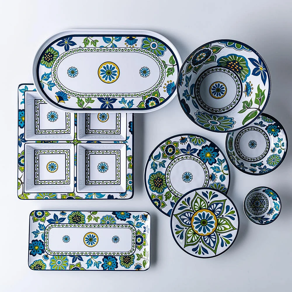 KSP Madrid Melamine Mini Bowls with Tray - Set of 5 (Blue/Green)