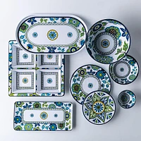 KSP Madrid Melamine Mini Bowls with Tray - Set of 5 (Blue/Green)
