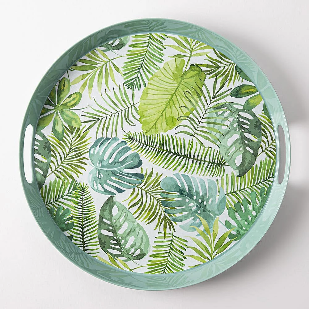 KSP Fun In The Sun 'Fern' Melamine Round Serving Tray 15" Dia. (Green)