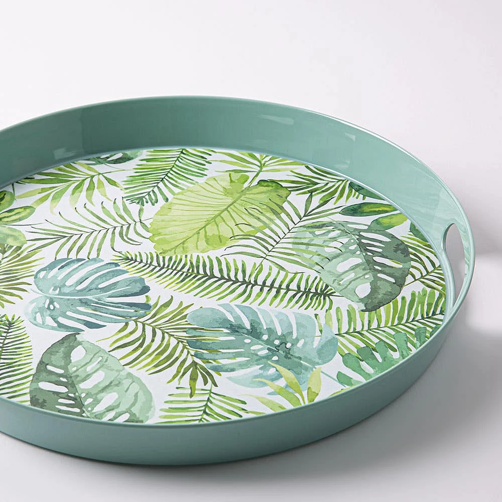 KSP Fun In The Sun 'Fern' Melamine Round Serving Tray 15" Dia. (Green)