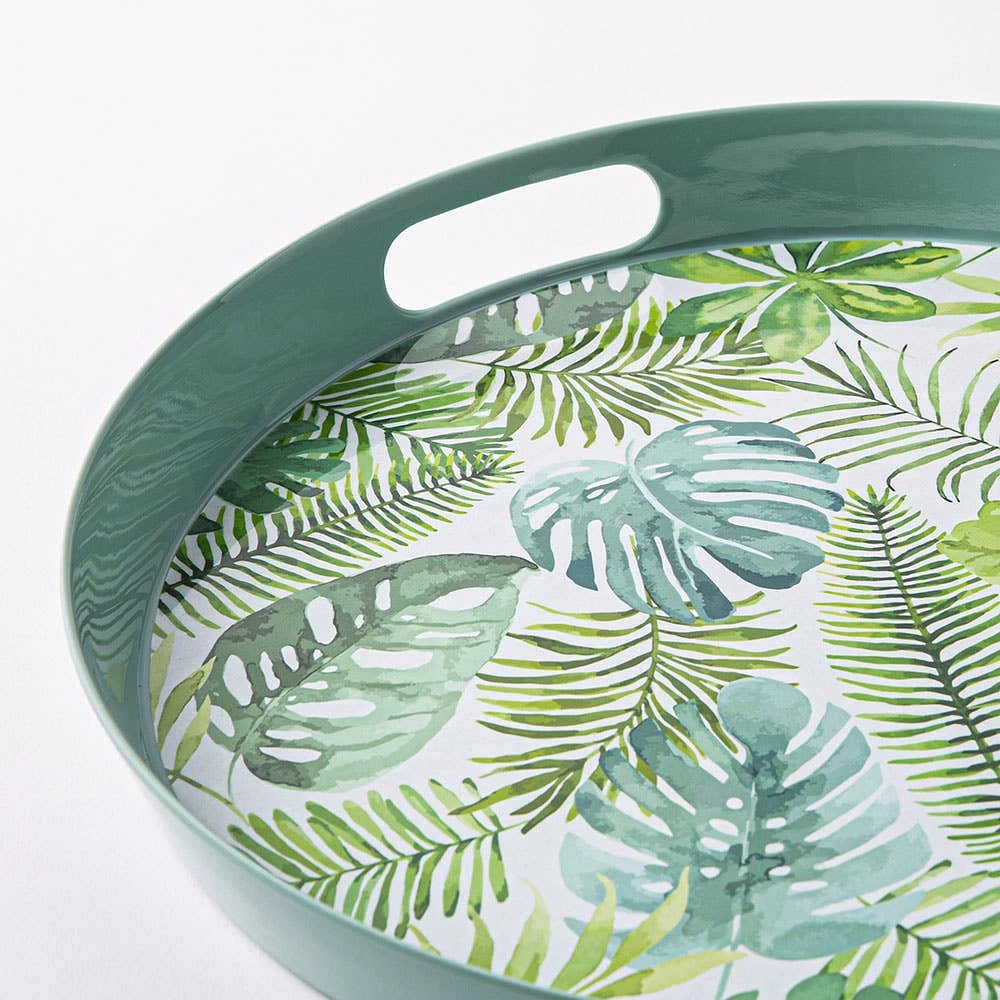 KSP Fun In The Sun 'Fern' Melamine Round Serving Tray 15" Dia. (Green)