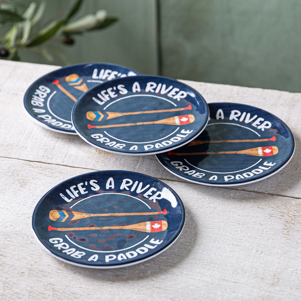 KSP Nibble 'Paddle' Melamine Tidbit Plate - S/4 - 6" Dia. (Navy)