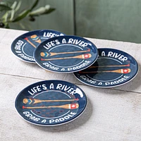 KSP Nibble 'Paddle' Melamine Tidbit Plate - S/4 - 6" Dia. (Navy)