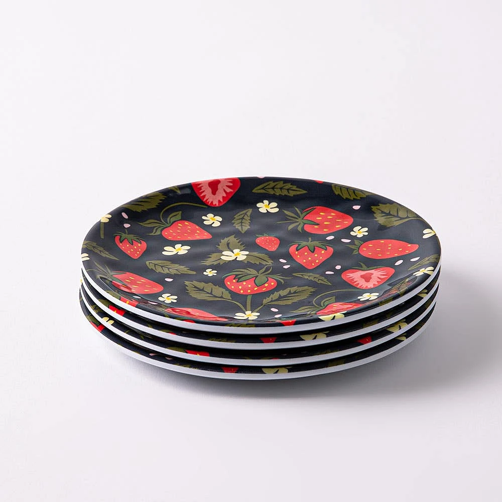KSP Nibble 'Strawberry' Melamine Tidbit Plate - Set of 4 (Red)