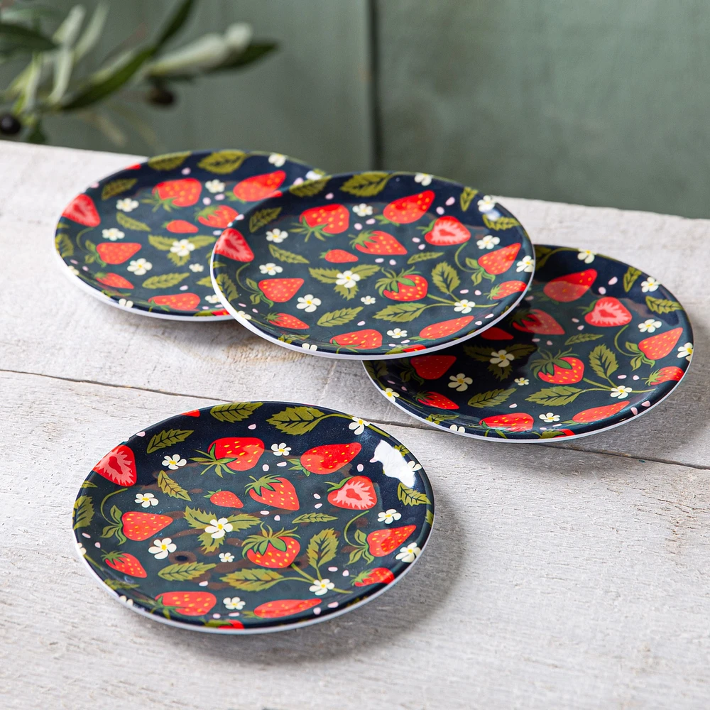 KSP Nibble 'Strawberry' Melamine Tidbit Plate - Set of 4 (Red)