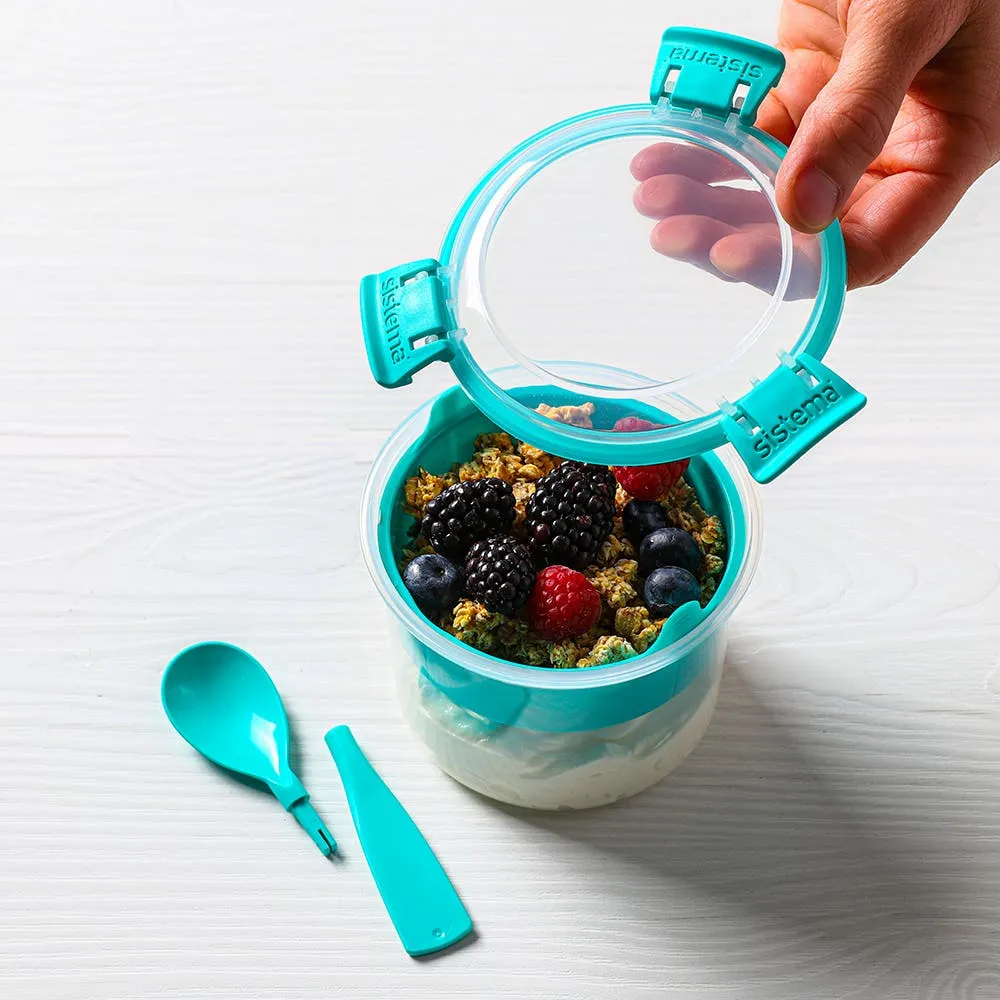 Sistema Klip It To Go Bright Tab 530ml Breakfast Combo with Spoon