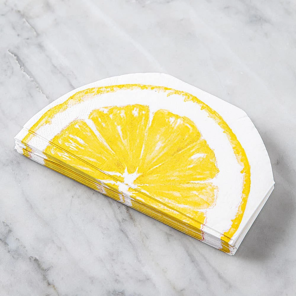 Harman 3-Ply 'Lemon Slice' Paper Napkin Shaped - S/20 (Yellow)